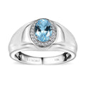 Luxoro 10K White Gold Premium Santa Maria Aquamarine, Diamond (G-H, I2) Men's Ring (Size 9.0) (5.75 g) 1.35 ctw - Sticky add to cart bar