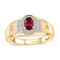 AAA Ouro Fino Rubellite, White Zircon Men' s Ring in Vermeil YG Over Sterling Silver (Size 10.0) 1.00 ctw - Sticky add to cart bar
