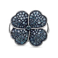 Blue Diamond (IR) Leaf Clover Ring in Platinum Over Sterling Silver (Size 10.0) 1.00 ctw - Sticky add to cart bar
