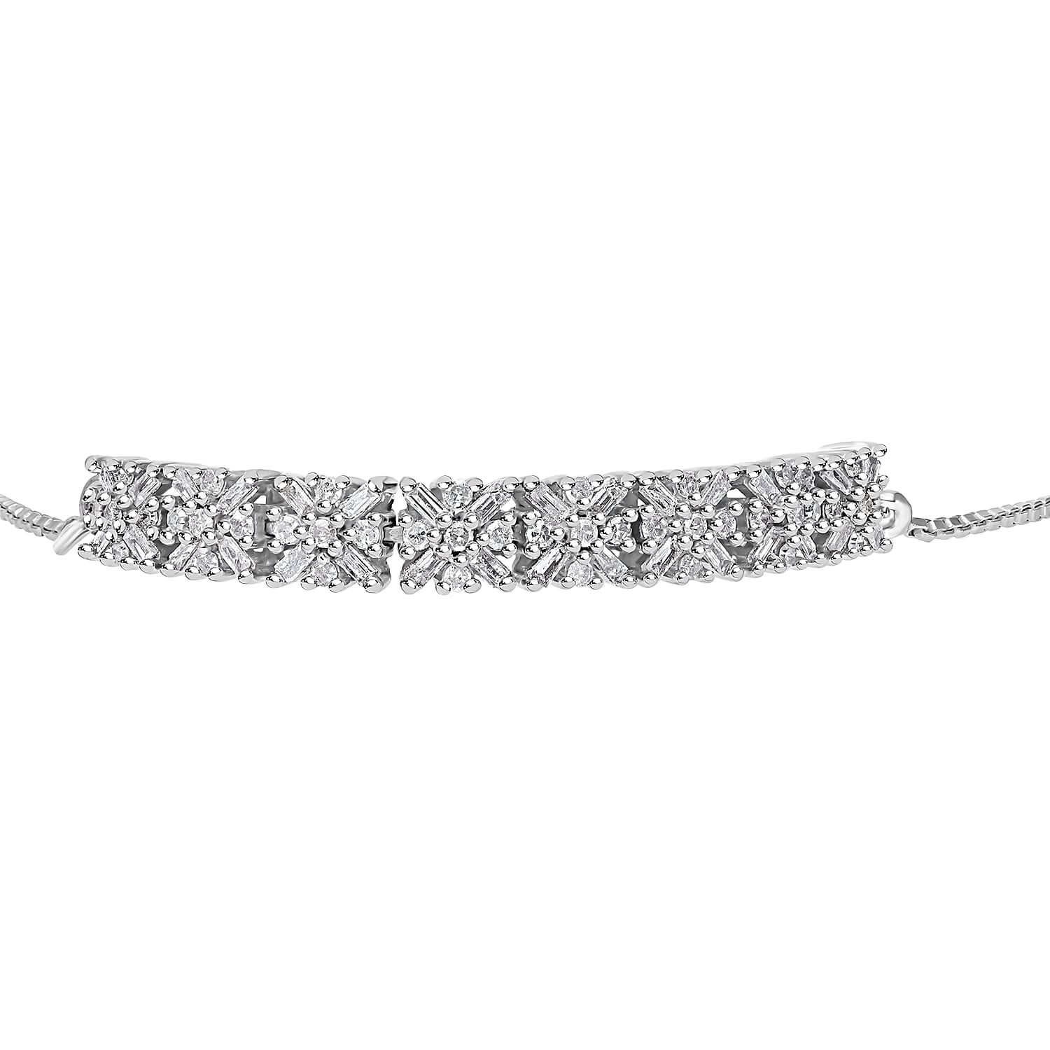 Adjustable Diamond Bracelet in Platinum Over Sterling Silver 0.50 ctw  0.50 ctw