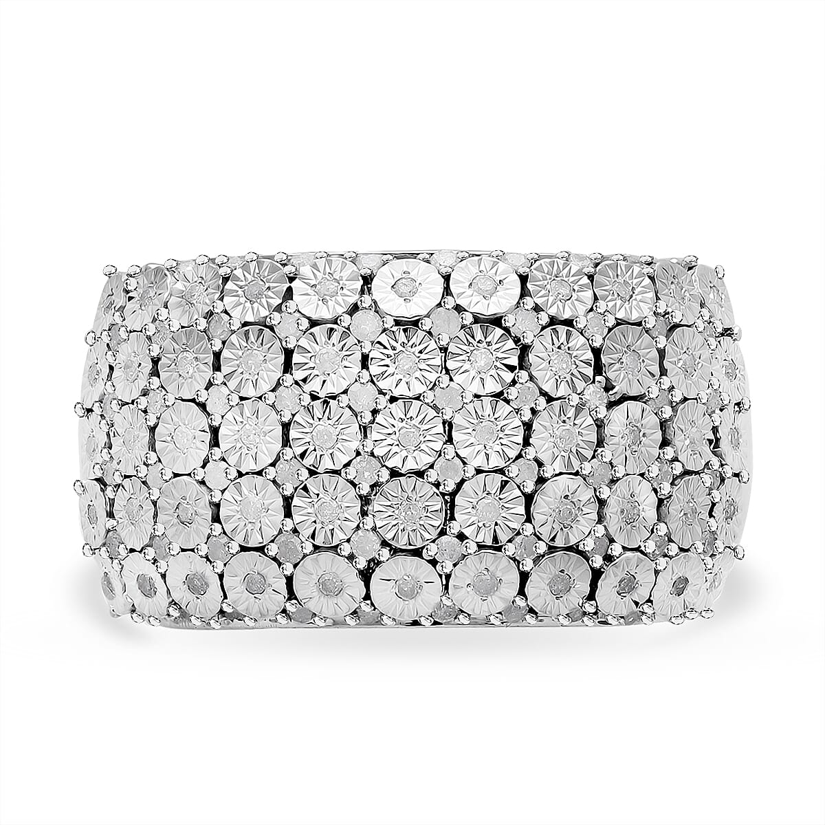 Diamond Cluster Ring in Sterling Silver