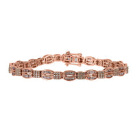 Natural Champagne Diamond Bracelet in Vermeil Rose Gold Over Sterling Silver (7.25 In) 1.50 ctw