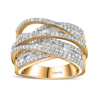 White Diamond Ring in Vermeil Yellow Gold Over Sterling Silver (Size 10.0) 1.50 ctw