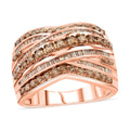 Natural Champagne Diamond Multi-Row Ring in Vermeil RG Over Sterling Silver - Sticky add to cart bar