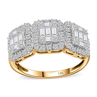 14K Yellow Gold I2-I3 White Diamond Cluster Ring 1.00 ctw