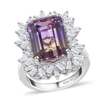 AAA Anahi Ametrine and White Zircon Ring in Platinum Over Sterling Silver (Size 6.0) 10.00 ctw