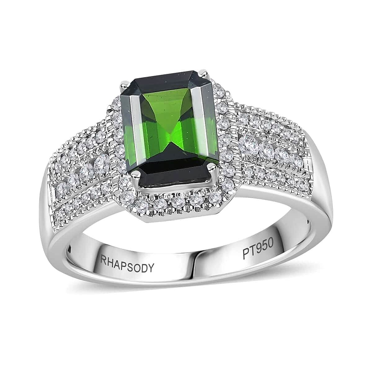 Rhapsody 950 Platinum AAAA Green Tourmaline and E-F VS2 Diamond Ring (Size 7.0) 7.95 Grams 2.90 ctw (1)
