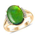 Certified & Appraised Luxoro 10K Yellow Gold AAA Canadian Ammolite, Diamond (G-H, I2) Ring (Size 10.0) 0.12 ctw - Sticky add to cart bar