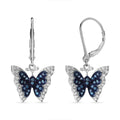 Venice Blue Diamond I1-I2 and White Diamond Butterfly Earrings in Platinum Over Sterling Silver 0.50 ctw - Sticky add to cart bar