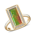 Certified & Appraised Luxoro 10K Yellow Gold AAA Canadian Ammolite and G-H I2 Diamond Ring (Size 10.0) 4.25 Grams 0.27 ctw - Sticky add to cart bar