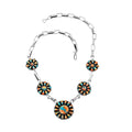 Santa Fe Style Spiny Turquoise Necklace 16 Inches in Sterling Silver 451.50 ctw - Sticky add to cart bar