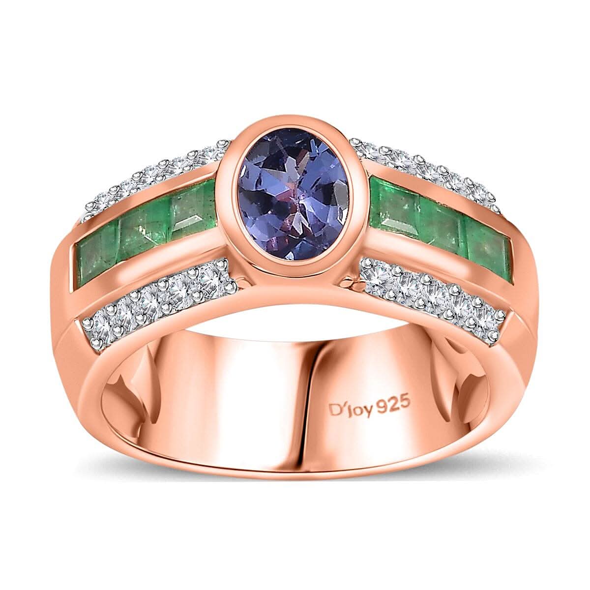Tanzanite, Multi Gemstone Ring in Vermeil RG Over Sterling Silver (Size 10.0) 2.00 ctw
