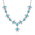 Sleeping Beauty Turquoise Turtle Necklace 18-20 Inches in Platinum Over Sterling Silver 8.50 ctw - Sticky add to cart bar