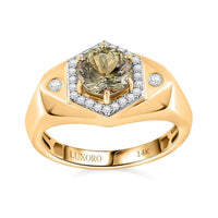 Luxoro 14K Yellow Gold AAA Turkizite and G-H I2 Diamond Men's Ring 5.90 Grams 2.65 ctw