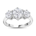 Moissanite (Rnd 7mm) 3 Stone Ring in Platinum Over Sterling Silver (Size 5.0) 2.00 ctw - Sticky add to cart bar