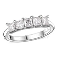 Moissanite 5 Stone Ring in Platinum Over Sterling Silver (Size 10.0) 0.75 ctw - Sticky add to cart bar