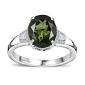 Luxoro AAA Bohemian Moldavite and G-H I2 Diamond 3.60 ctw Ring in 10K White Gold (Size 8.5) - Sticky add to cart bar