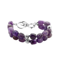 Bi-Color Amethyst 2 Row Beaded Bracelet in Silvertone (7.0-9.0In) 212.50 ctw - Sticky add to cart bar