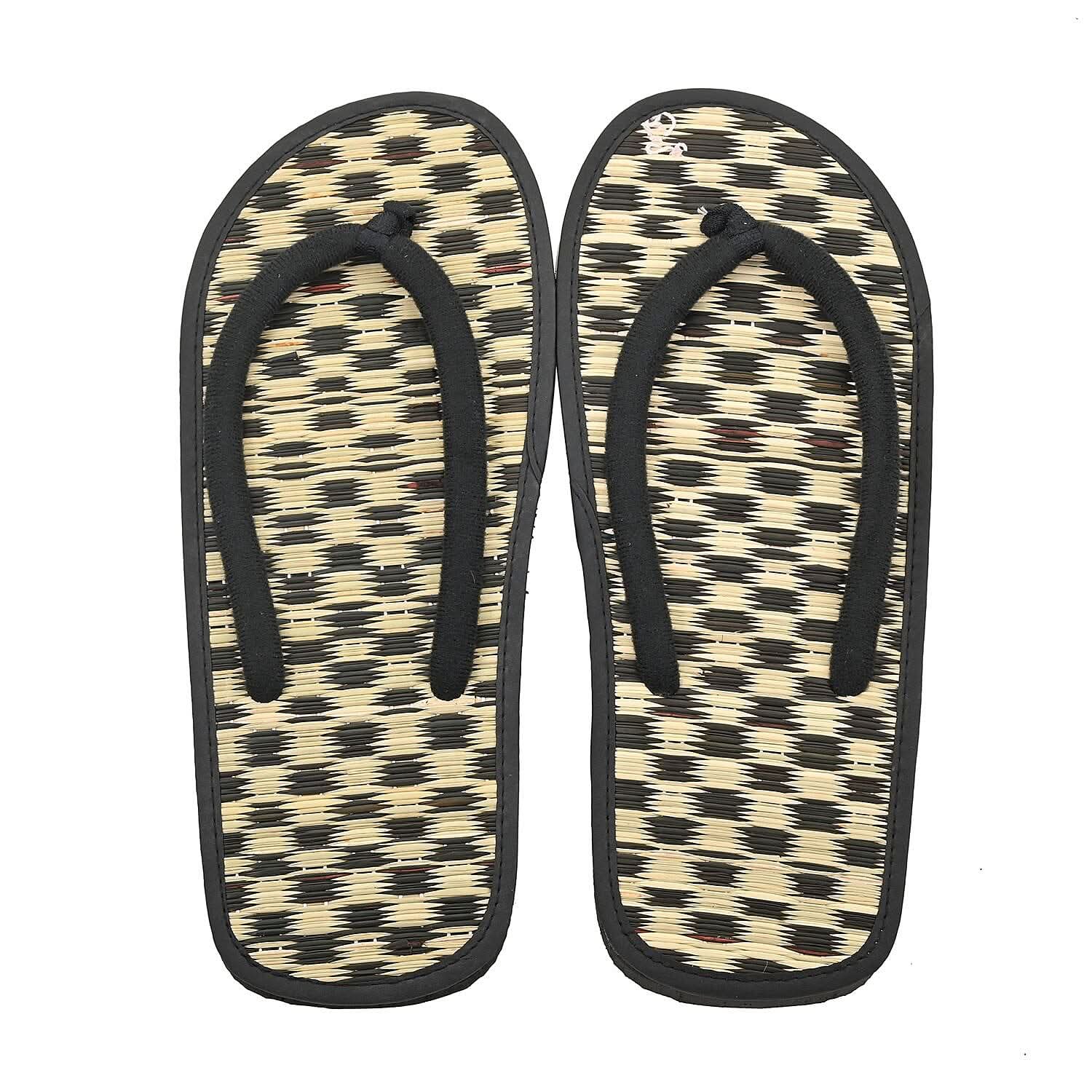 Checked Seegrass Slipper with Fabric Strap 7-7.5