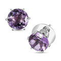 Rose De France Amethyst Solitaire Stud Earrings in Platinum Over Sterling Silver 7.00 ctw - Sticky add to cart bar