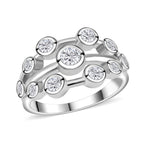 Moissanite Ring in Rhodium Over Sterling Silver (Size 10.0) 1.10 ctw