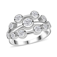 Moissanite Ring in Rhodium Over Sterling Silver (Size 10.0) 1.10 ctw