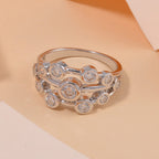 Moissanite Ring in Rhodium Over Sterling Silver (Size 10.0) 1.10 ctw