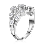 Moissanite Ring in Rhodium Over Sterling Silver (Size 10.0) 1.10 ctw