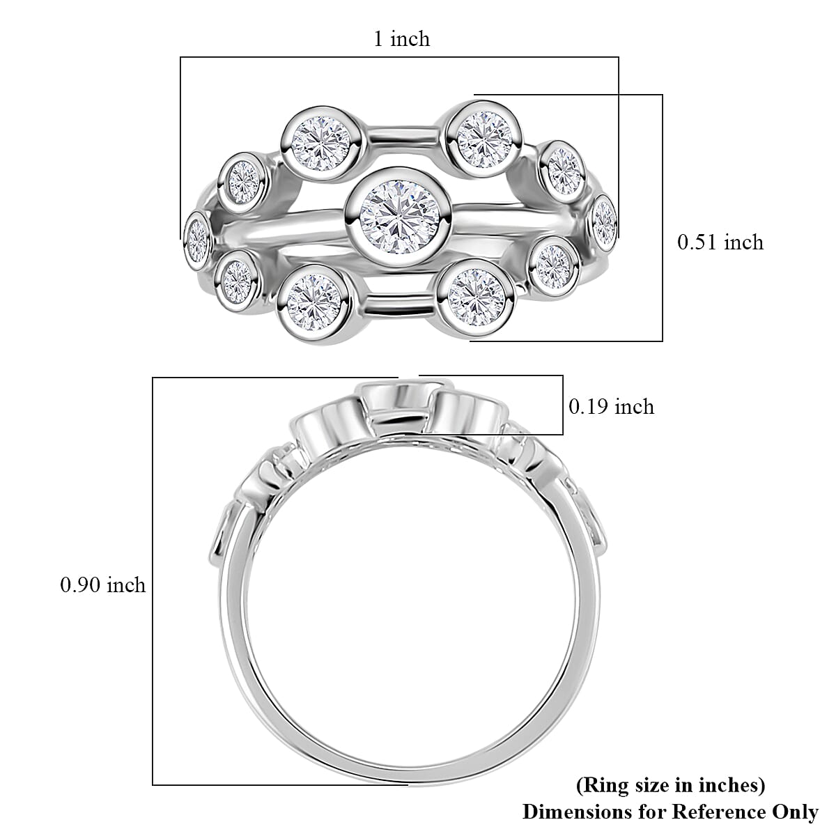 Moissanite Ring in Rhodium Over Sterling Silver (Size 10.0) 1.10 ctw (6)