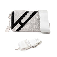 Vintage Haven White Crossbody Bag with 2 Interchangeable Straps (8x2.5x5")