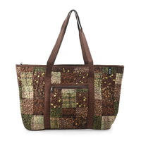 Birthday Deal Donna Sharp Brown Safari Pattern Quilted Tote Bag (16.5x5.5x12")