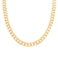 Italian 14K Yellow Gold Over Sterling Silver Flat Curb Necklace 20 Inches 67 Grams