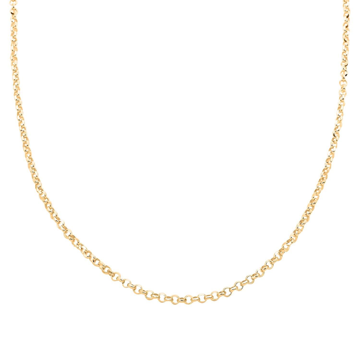 Italian 14K Yellow Gold Over Sterling Silver Flat Rolo Diamond-cut Chain Necklace 24 Inches 12.70 Grams
