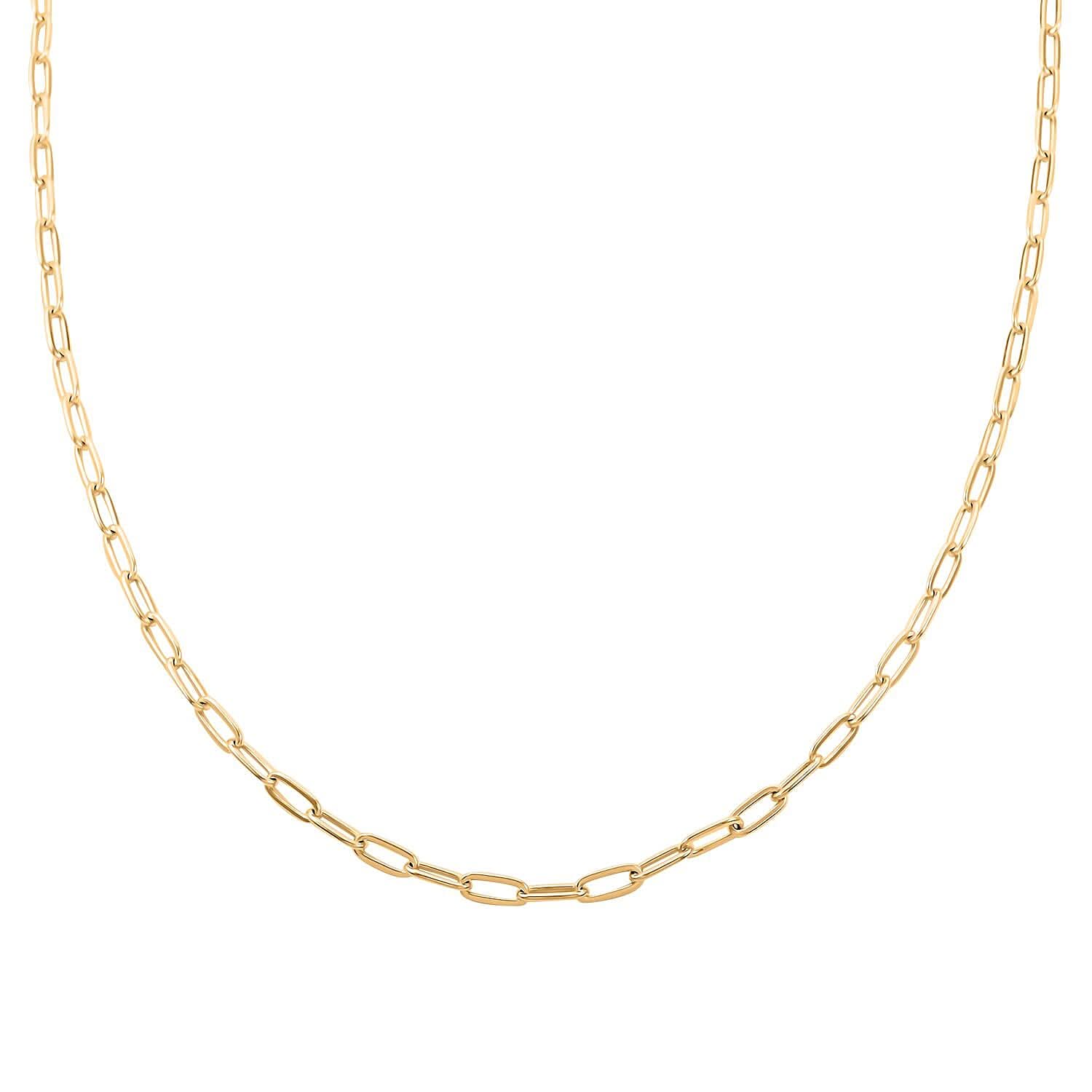 Italian 14K Yellow Gold Over Sterling Silver Paper Clip Necklace 24 Inches 12.30 Grams