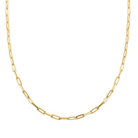 Italian 14K Yellow Gold Over Sterling Silver Paper Clip Chain Necklace 20 Inches 12.20 Grams