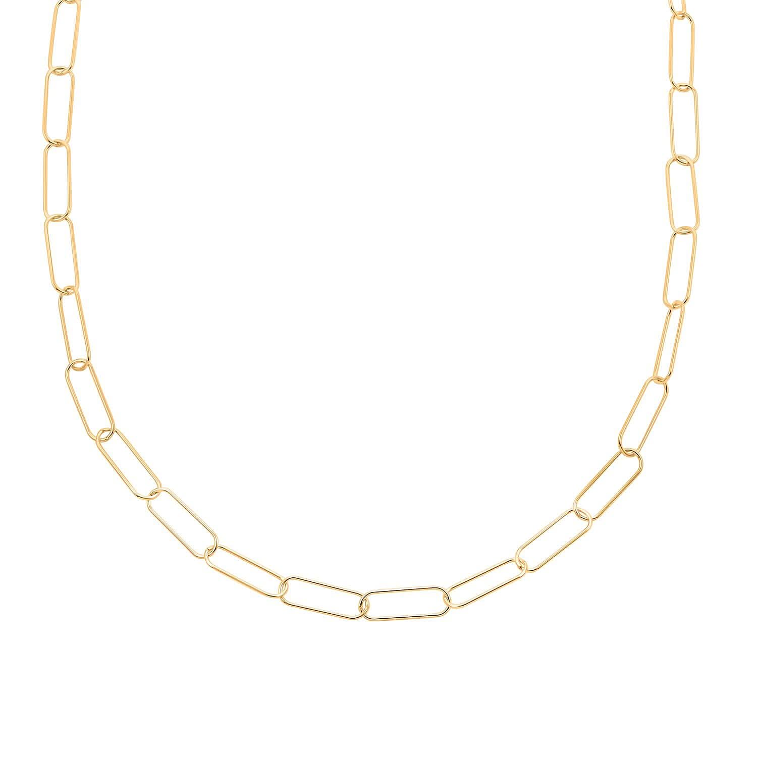 Italian 14K Yellow Gold Over Sterling Silver Paperclip Chain Necklace 22 Inches 7.30 Grams