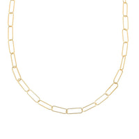 Italian 14K Yellow Gold Over Sterling Silver Paperclip Chain Necklace 22 Inches 7.30 Grams