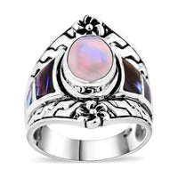 Bali Legacy Ethiopian Welo Opal and Abalone Shell Ring in Sterling Silver 1.65 ctw