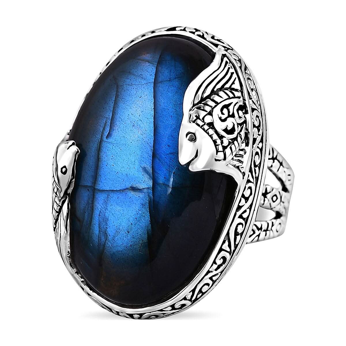 Bali Legacy Malagasy Labradorite Ring in Sterling Silver (Size 10.0) 35.00 ctw
