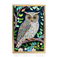 Owl Crystal Painting with Frame (15.75"x23.62")