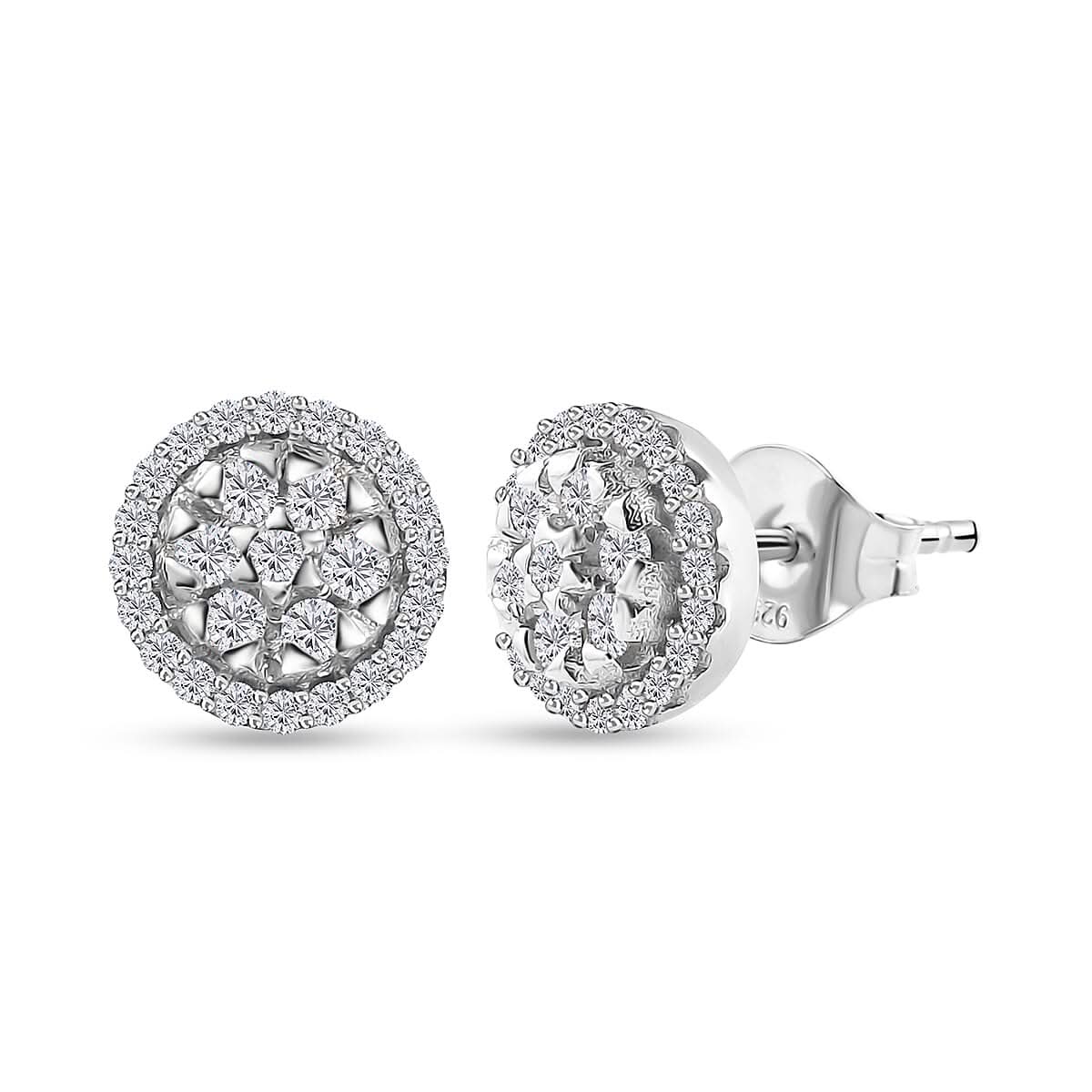 Diamond Stud Earrings in Platinum Over Sterling Silver 0.50 ctw