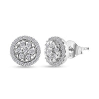 Diamond Stud Earrings in Platinum Over Sterling Silver 0.50 ctw