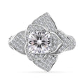 Moissanite Floral Ring in Platinum Over Sterling Silver (Size 6.0) 2.35 ctw - Sticky add to cart bar