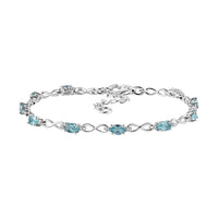 Betroka Blue Apatite and White Zircon 2.75 ctw Bracelet in Platinum Over Sterling Silver (6.50-8.00In)