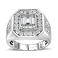 D'Joy Moissanite (Oct 9x7mm) Men's Ring in Rhodium Over Sterling Silver 3.35 ctw - Sticky add to cart bar