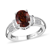 Santa Ana Madeira Citrine, White Zircon Ring in Platinum Over Sterling Silver (Size 10.0) 2.10 ctw