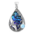 Bali Legacy Abalone Shell and Larimar Manta Ray Pendant without Chain in Sterling Silver 1.70 ctw - Sticky add to cart bar