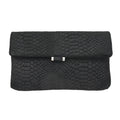 Black Python Embossed Leather Foldover Convertible Belt Bag (11"x6") - Sticky add to cart bar