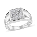 One Time Only Moissanite Men's Ring in Platinum Over Sterling Silver (Size 10.0) 0.95 ctw - Sticky add to cart bar