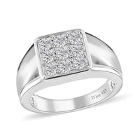 One Time Only Moissanite Men's Ring in Platinum Over Sterling Silver (Size 10.0) 0.95 ctw